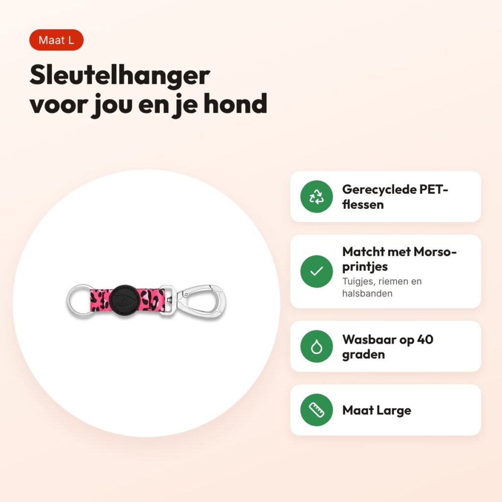 Morso sleutelhanger Key Cord Bubble Leo roze maat L – gerecycled – voordelen