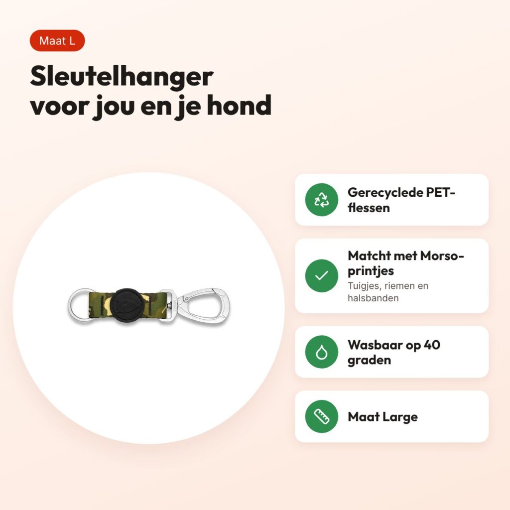 Morso sleutelhanger Key Cord Full Metal Dog bruin maat L – gerecycled – voordelen