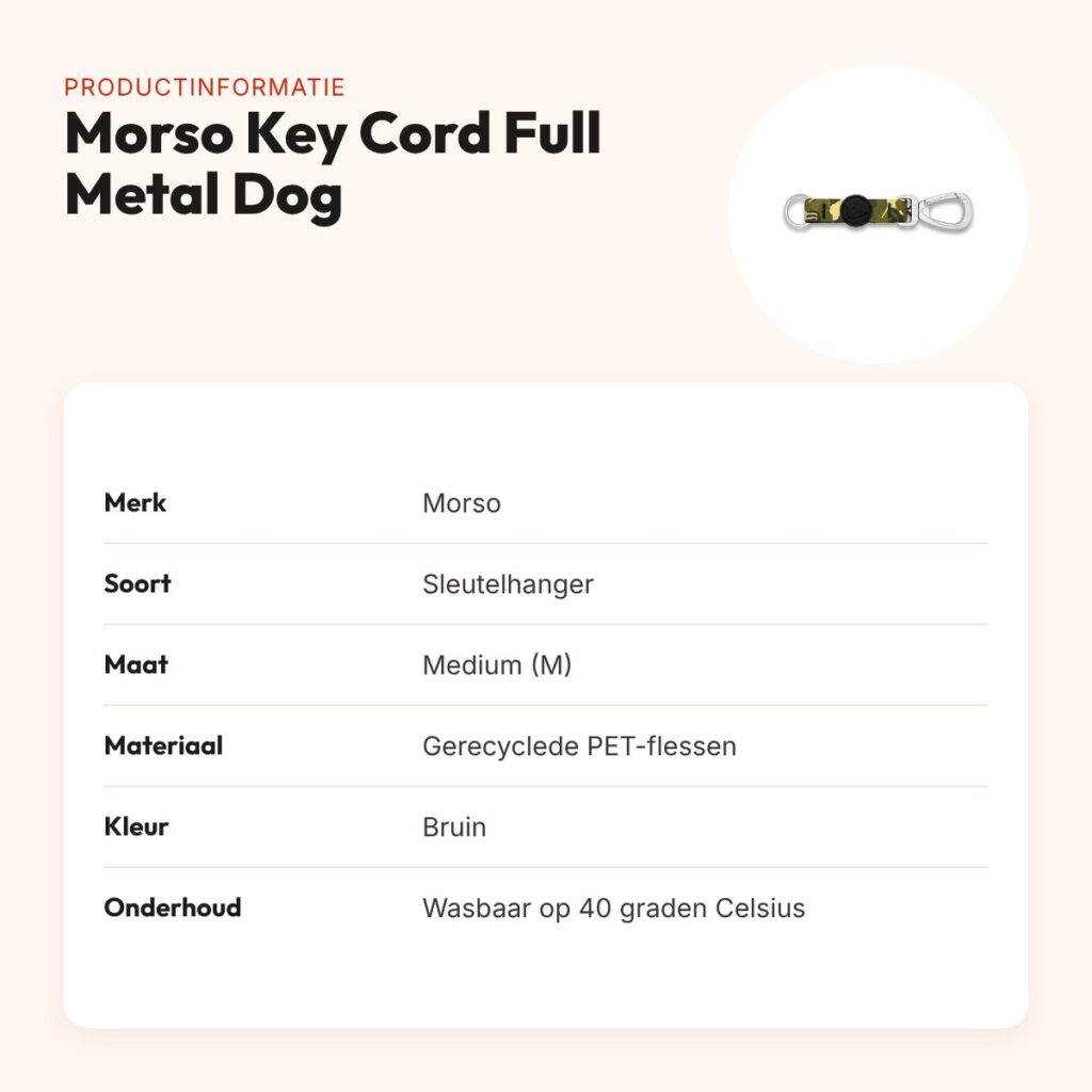 Morso sleutelhanger Key Cord Full Metal Dog bruin maat M – gerecycled – productinformatie