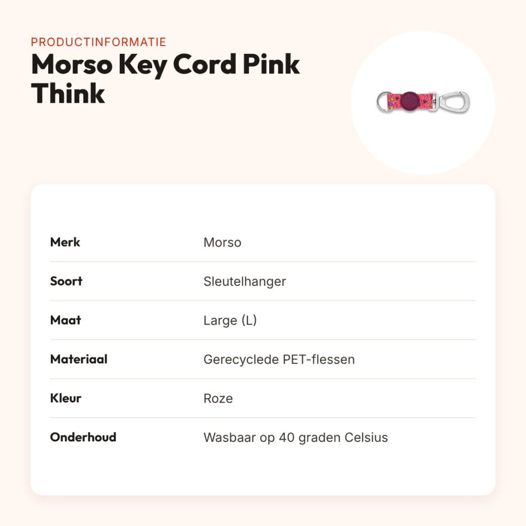 Morso sleutelhanger Key Cord Gerecycled Pink Think roze L – productinformatie