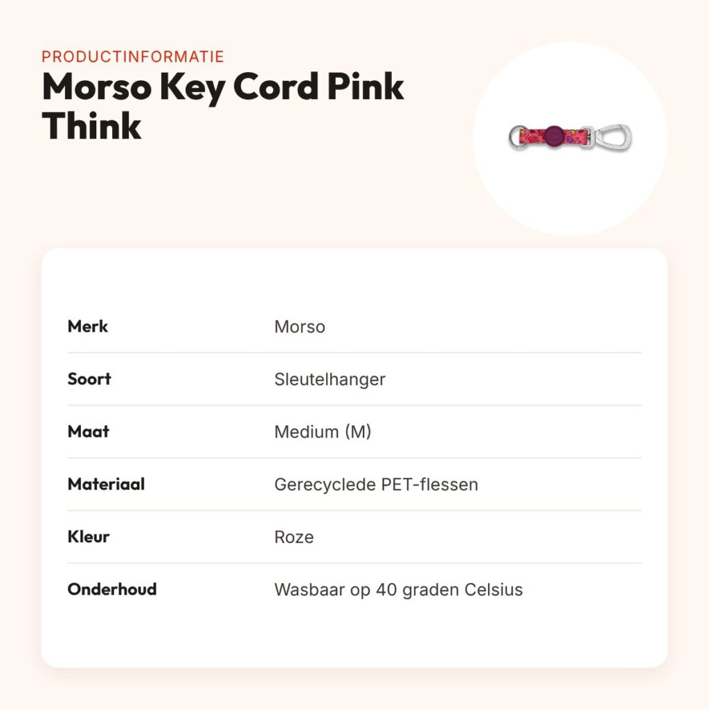 Morso sleutelhanger Key Cord Gerecycled Pink Think roze M – productinformatie