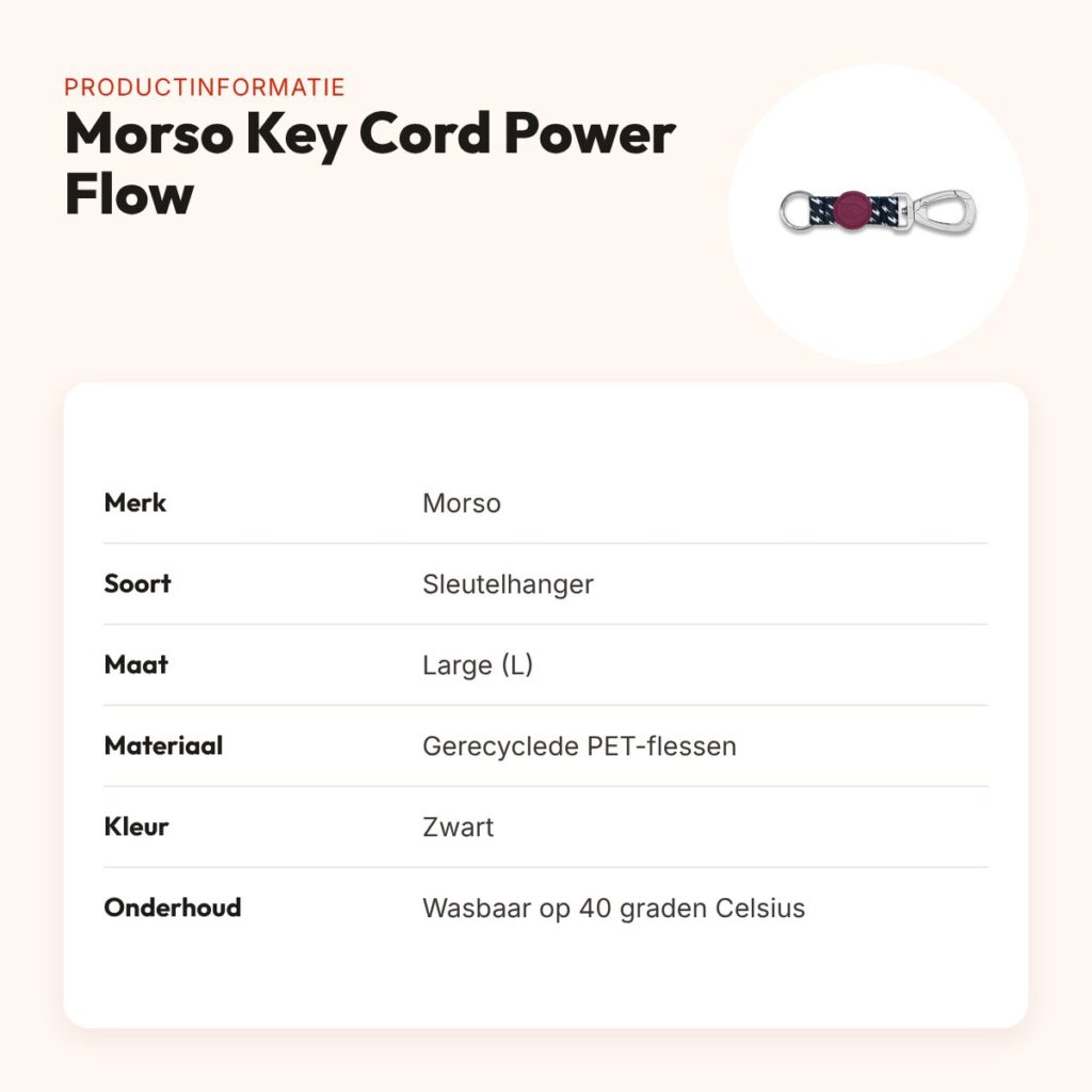 Morso sleutelhanger Key Cord Gerecycled Power Flow zwart L – productinformatie