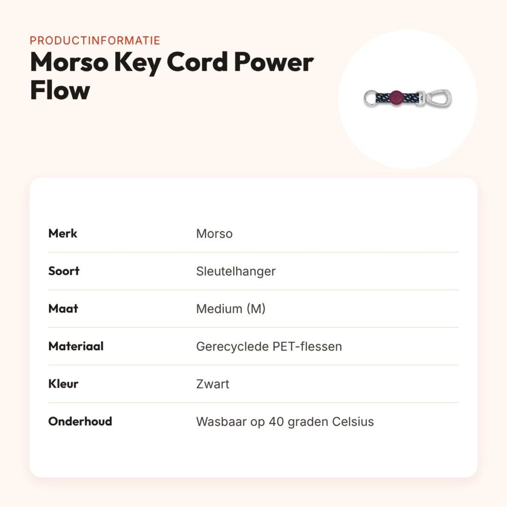 Morso sleutelhanger Key Cord Gerecycled Power Flow zwart M – productinformatie