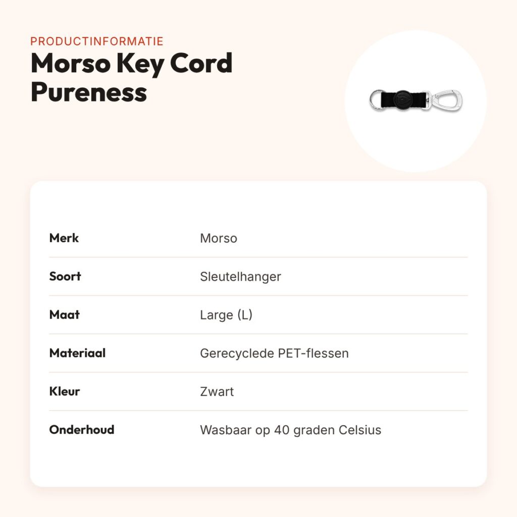 Morso sleutelhanger Key Cord Gerecycled Pureness zwart L – productinformatie