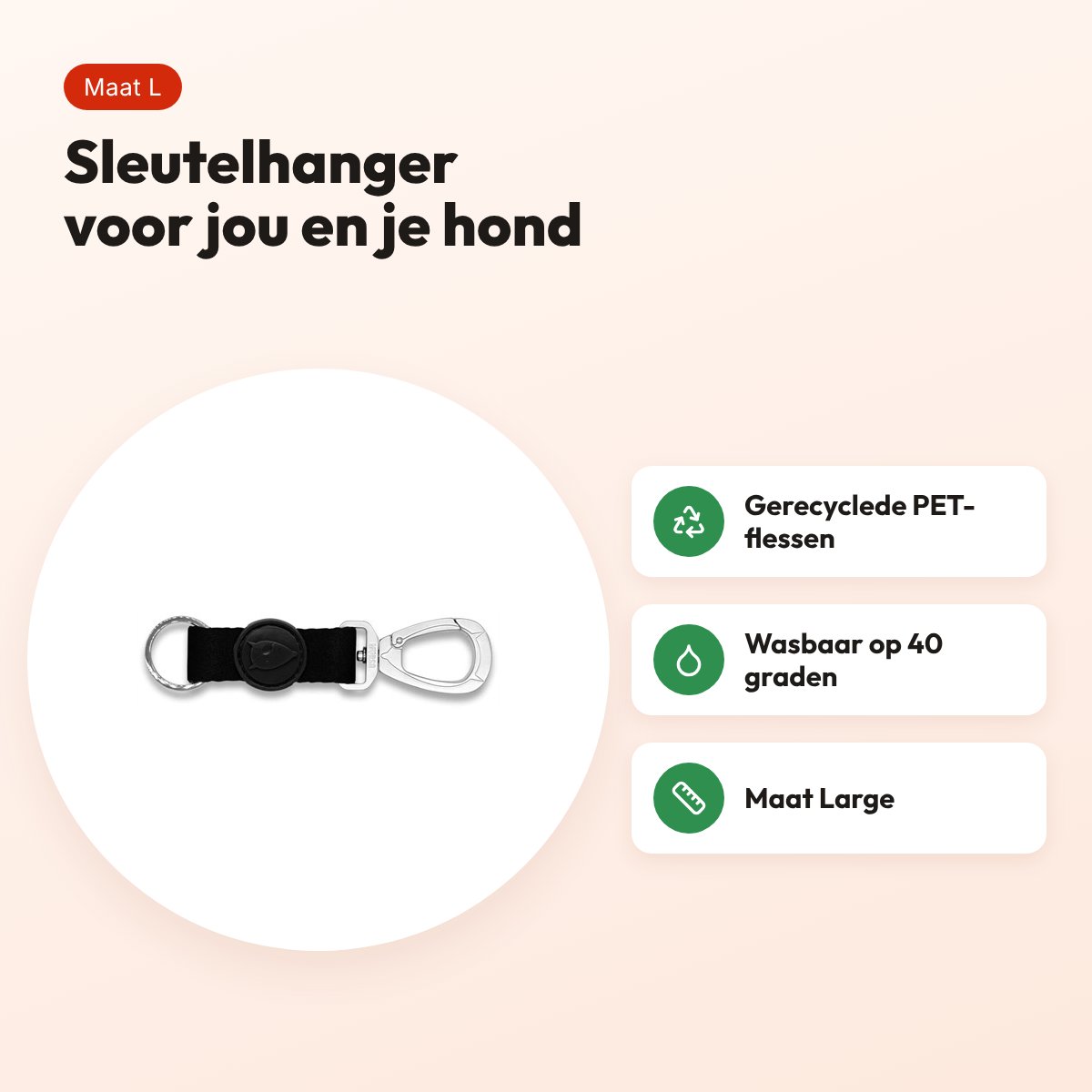 Morso sleutelhanger Key Cord Gerecycled Pureness zwart L – voordelen