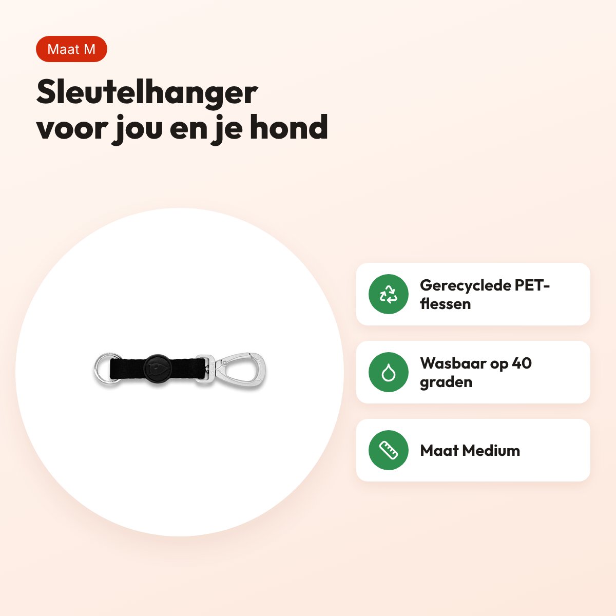 Morso sleutelhanger Key Cord Gerecycled Pureness zwart M – voordelen