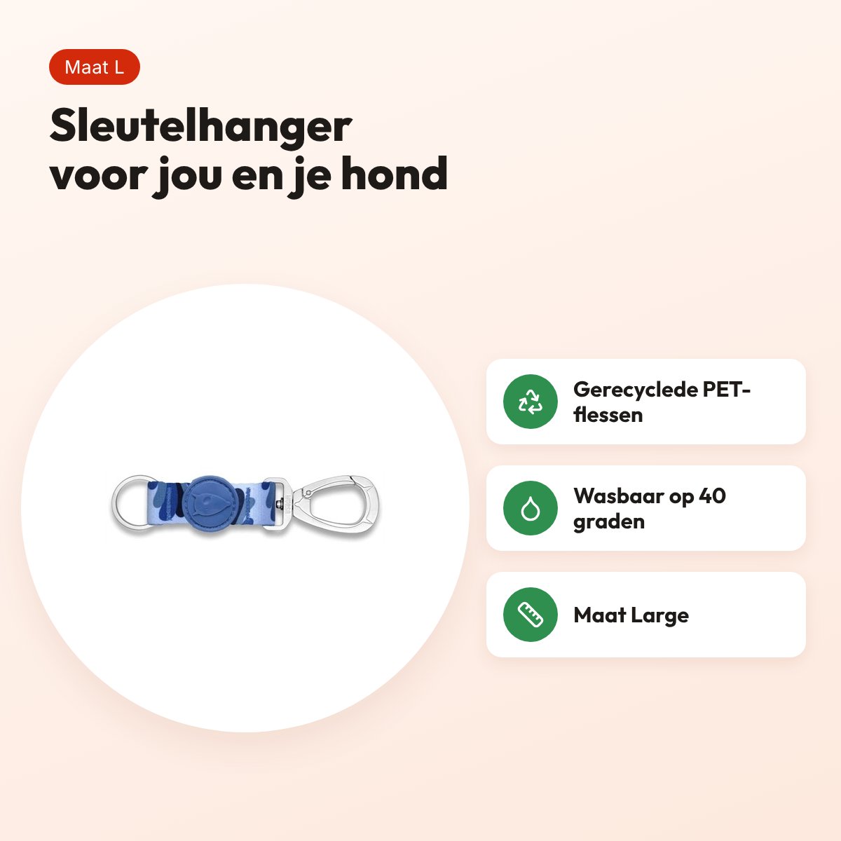 Morso sleutelhanger Key Cord Gerecycled Splash blauw L – voordelen