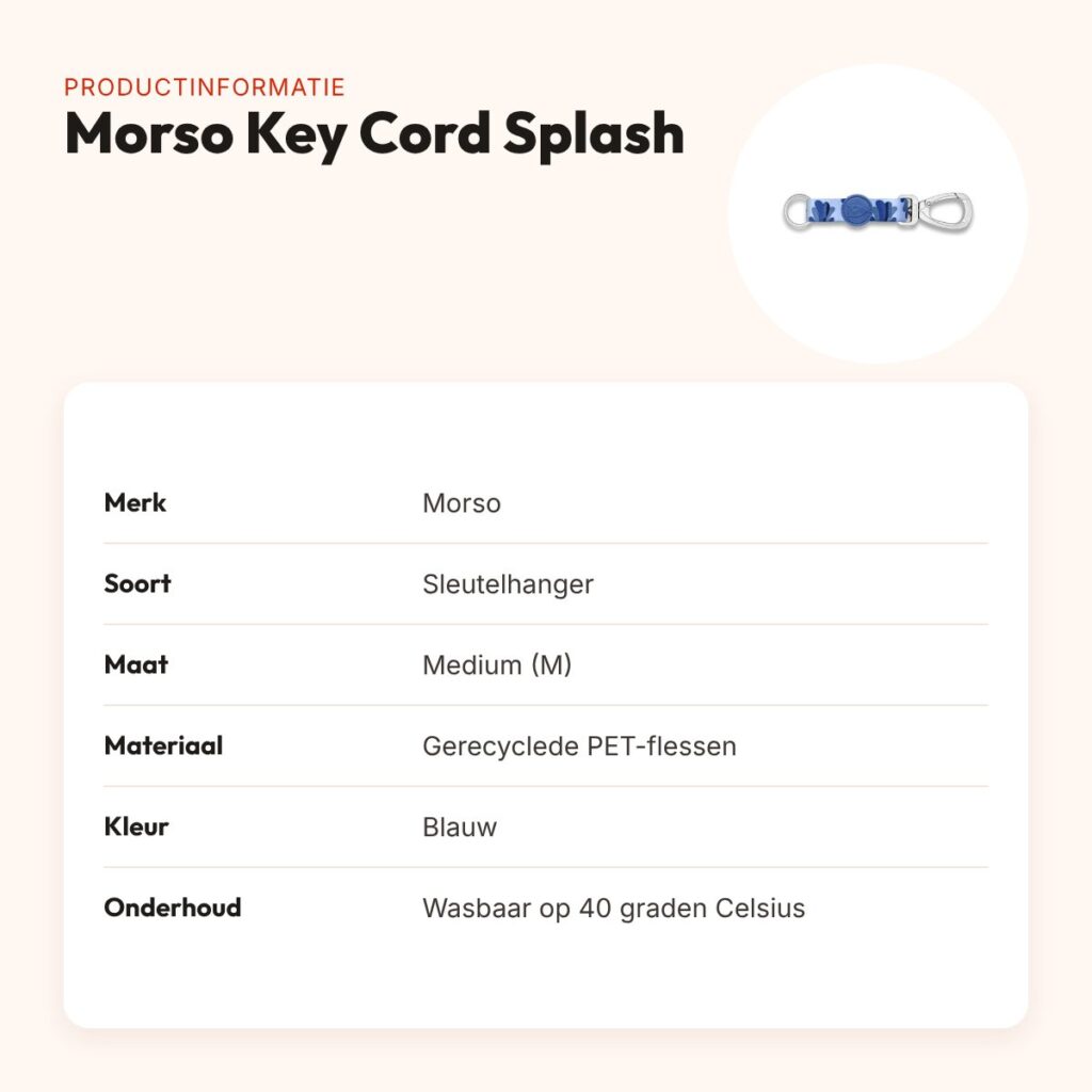 Morso sleutelhanger Key Cord Gerecycled Splash blauw M – productinformatie