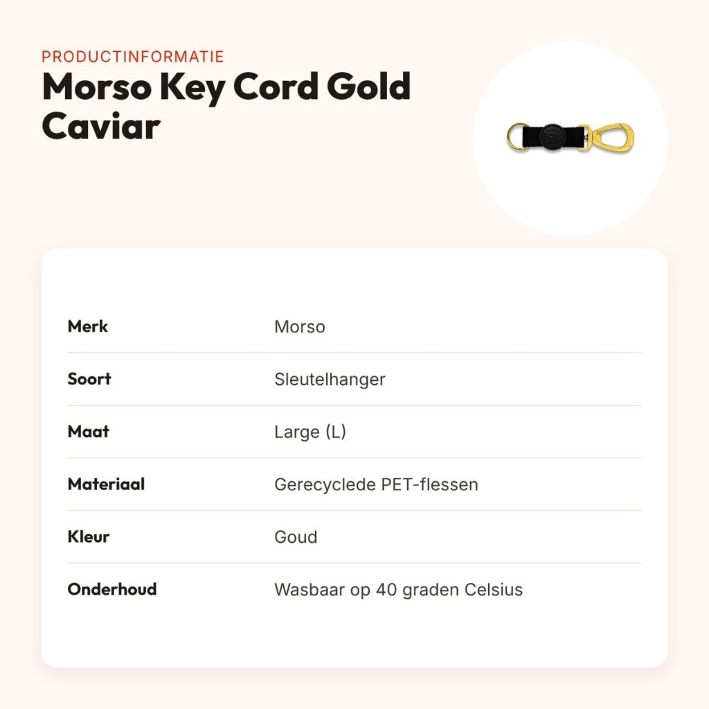 Morso sleutelhanger Key Cord Gold Caviar goud maat L – gerecycled – productinformatie