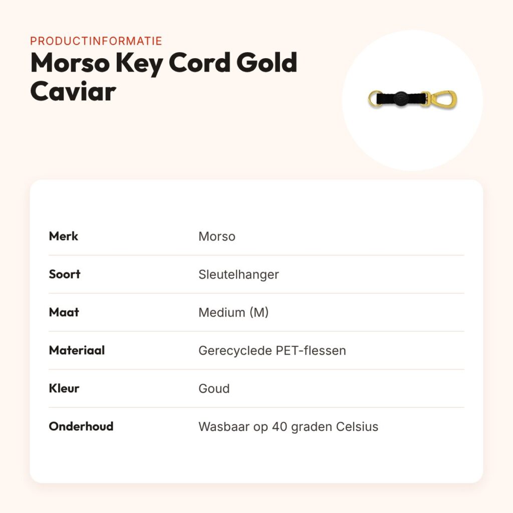 Morso sleutelhanger Key Cord Gold Caviar goud maat M – gerecycled – productinformatie