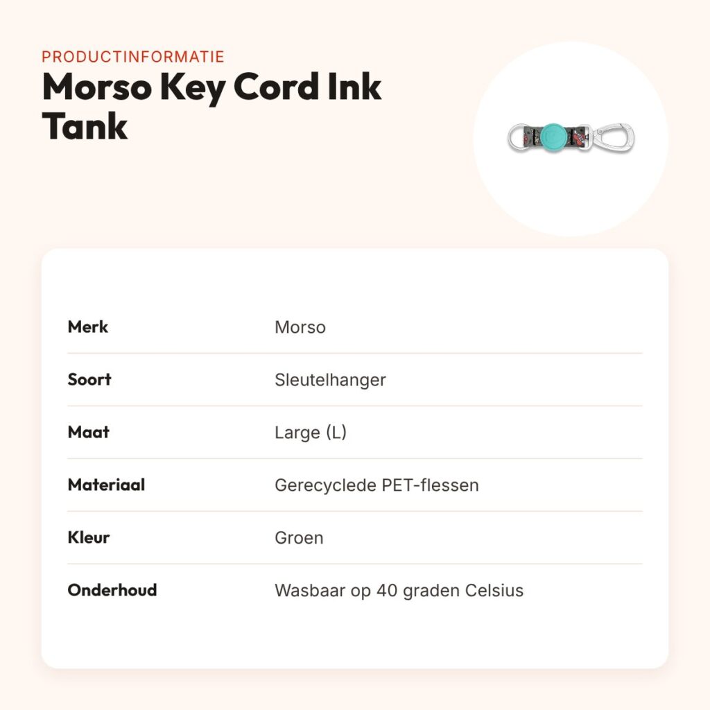Morso sleutelhanger Key Cord Ink Tank groen maat L – gerecycled – productinformatie