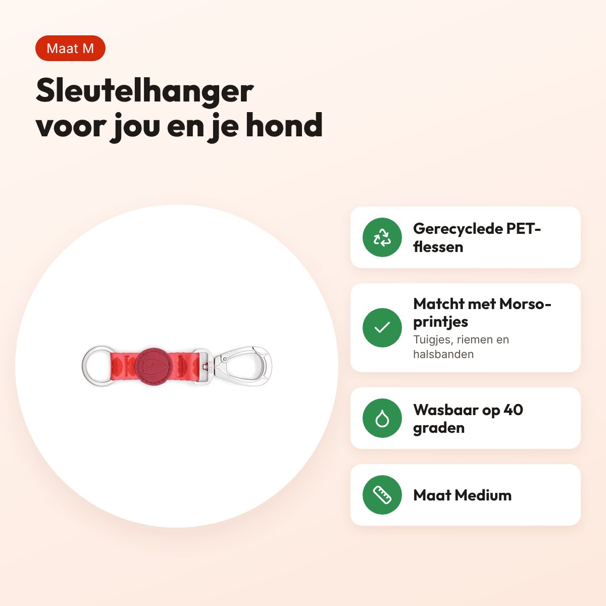 Morso sleutelhanger Key Cord Lipstick roze maat M – gerecycled – voordelen