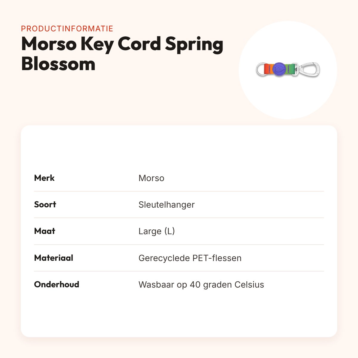 Morso sleutelhanger Key Cord Spring Blossom maat L – gerecycled – productinformatie