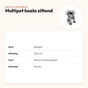 Multipet koala zittend 35,5 cm – extra groot pluche hondenspeeltje – productinformatie