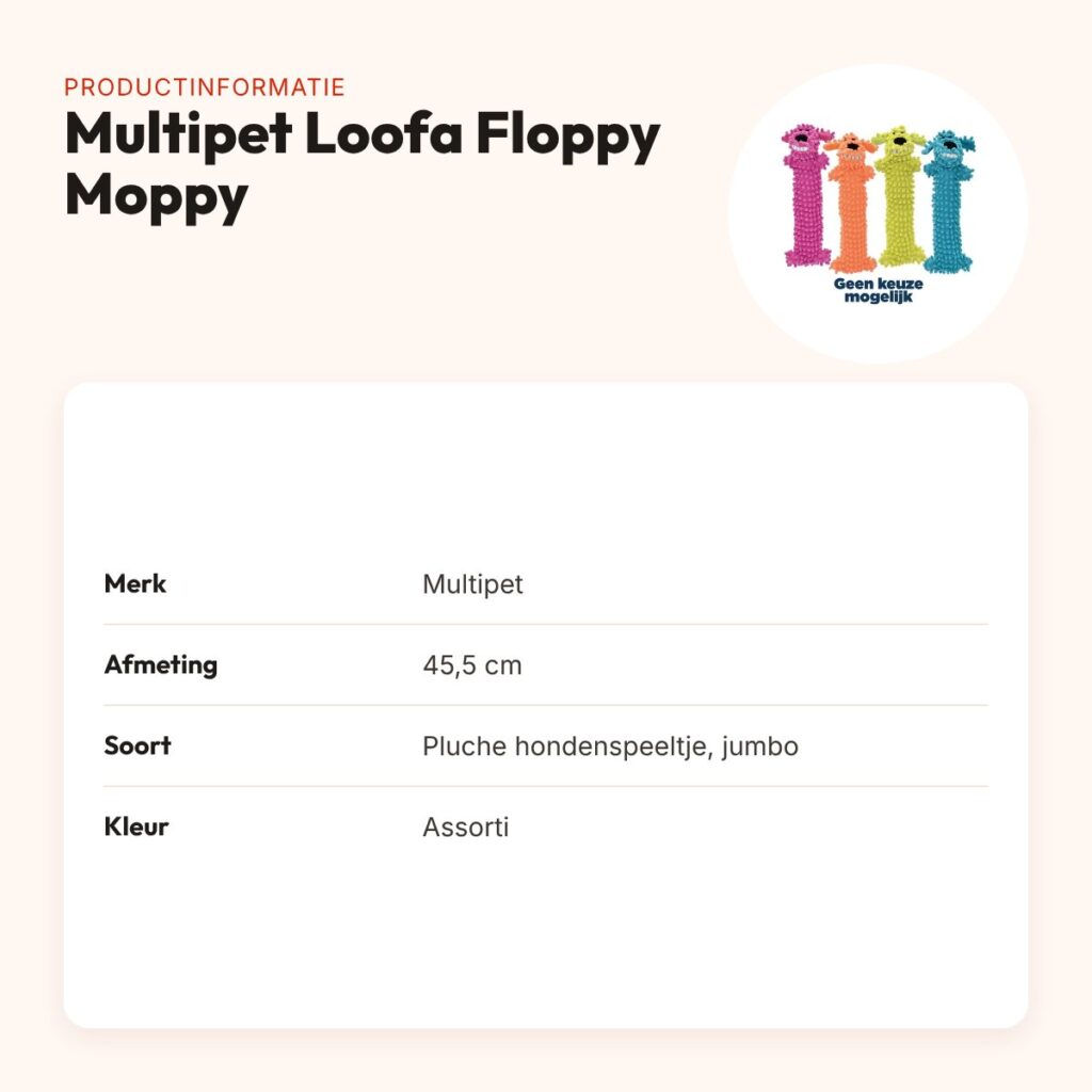 Multipet Loofa Floppy Moppy Jumbo 45,5 cm – zacht hondenspeeltje, assorti – productinformatie