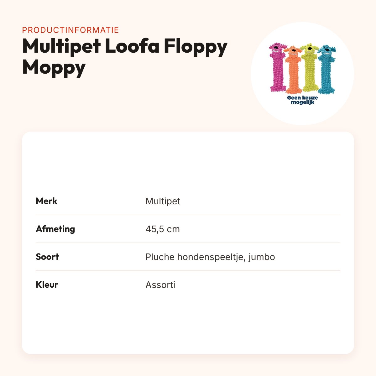 Multipet Loofa Floppy Moppy Jumbo 45,5 cm – zacht hondenspeeltje, assorti – productinformatie