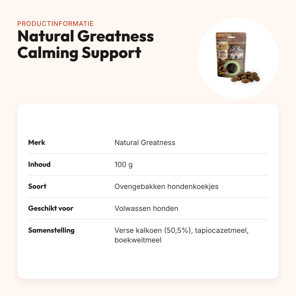 Natural Greatness Calming Support oven baked biscuits 100 g – kalmerend – productinformatie