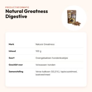 Natural Greatness Digestive Support oven baked biscuits 100 g – productinformatie