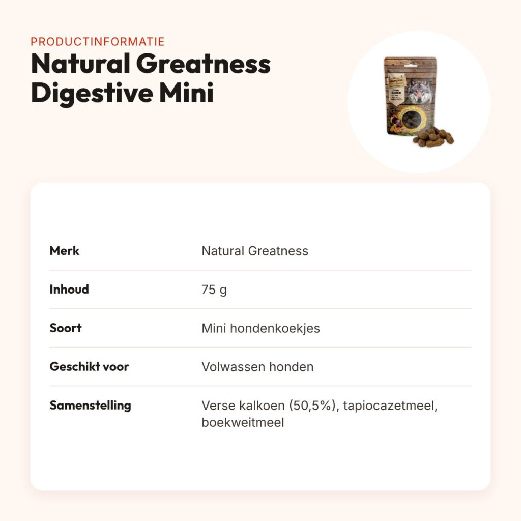 Natural Greatness Digestive Support oven baked biscuits mini 75 g – productinformatie