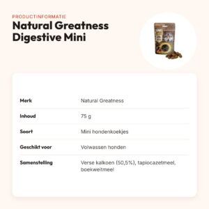 Natural Greatness Digestive Support oven baked biscuits mini 75 g – productinformatie