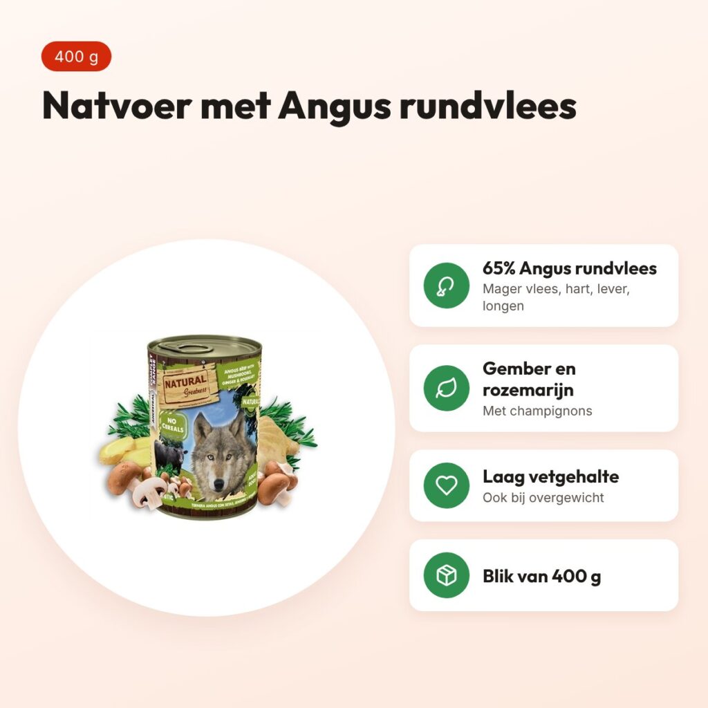 Natural Greatness hondenvoer Angus Beef 400 g – laag vetgehalte – voordelen