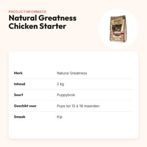 Natural Greatness hondenvoer Chicken Starter kip 2 kg – puppy – productinformatie