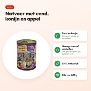Natural Greatness hondenvoer eend en konijn 400 g – met appel en tomaat – voordelen