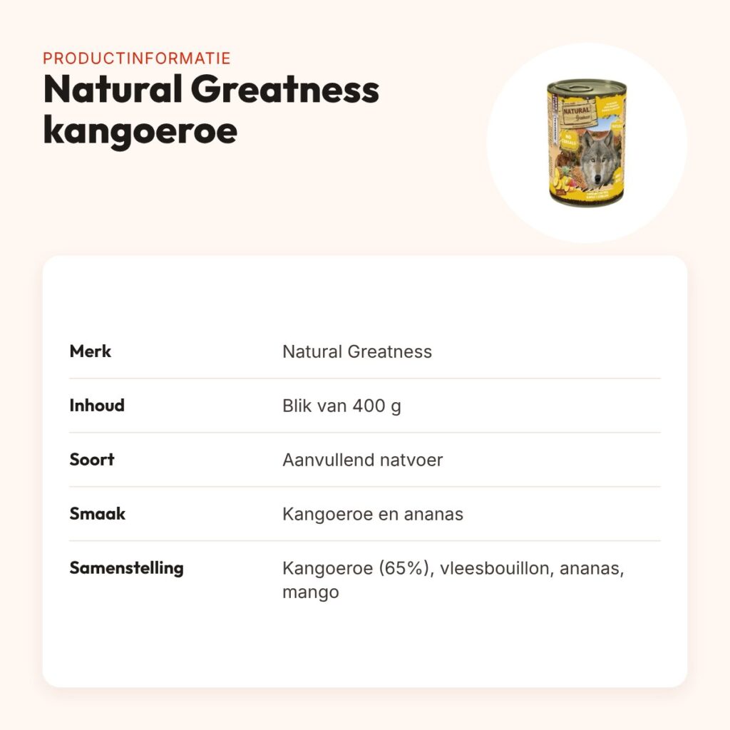 Natural Greatness hondenvoer kangoeroe en ananas 400 g – aanvullend natvoer – productinformatie
