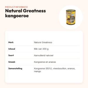Natural Greatness hondenvoer kangoeroe en ananas 400 g – aanvullend natvoer – productinformatie