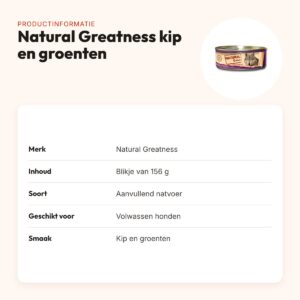 Natural Greatness hondenvoer kip en groenten 156 g – aanvullend natvoer – productinformatie