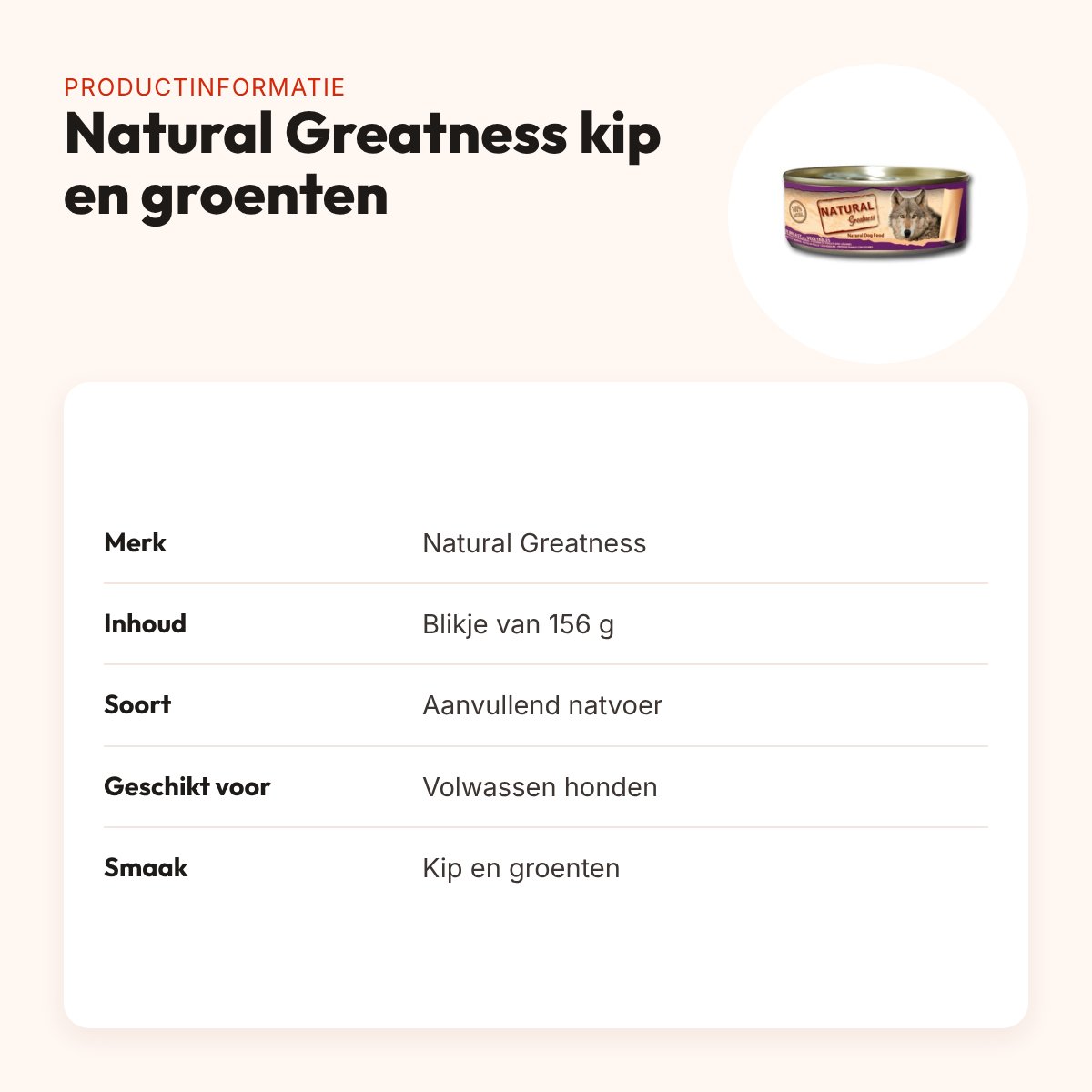 Natural Greatness hondenvoer kip en groenten 156 g – aanvullend natvoer – productinformatie