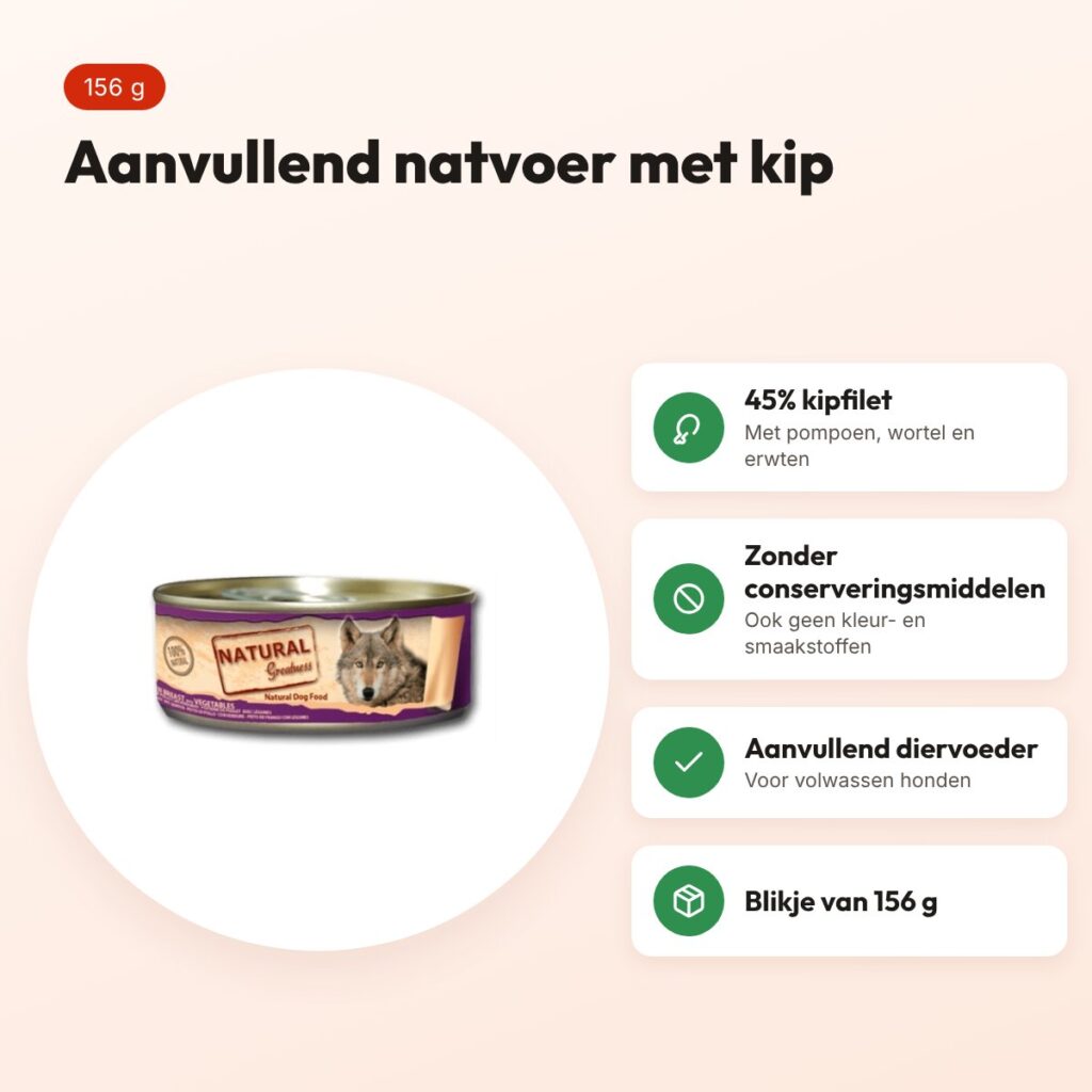 Natural Greatness hondenvoer kip en groenten 156 g – aanvullend natvoer – voordelen