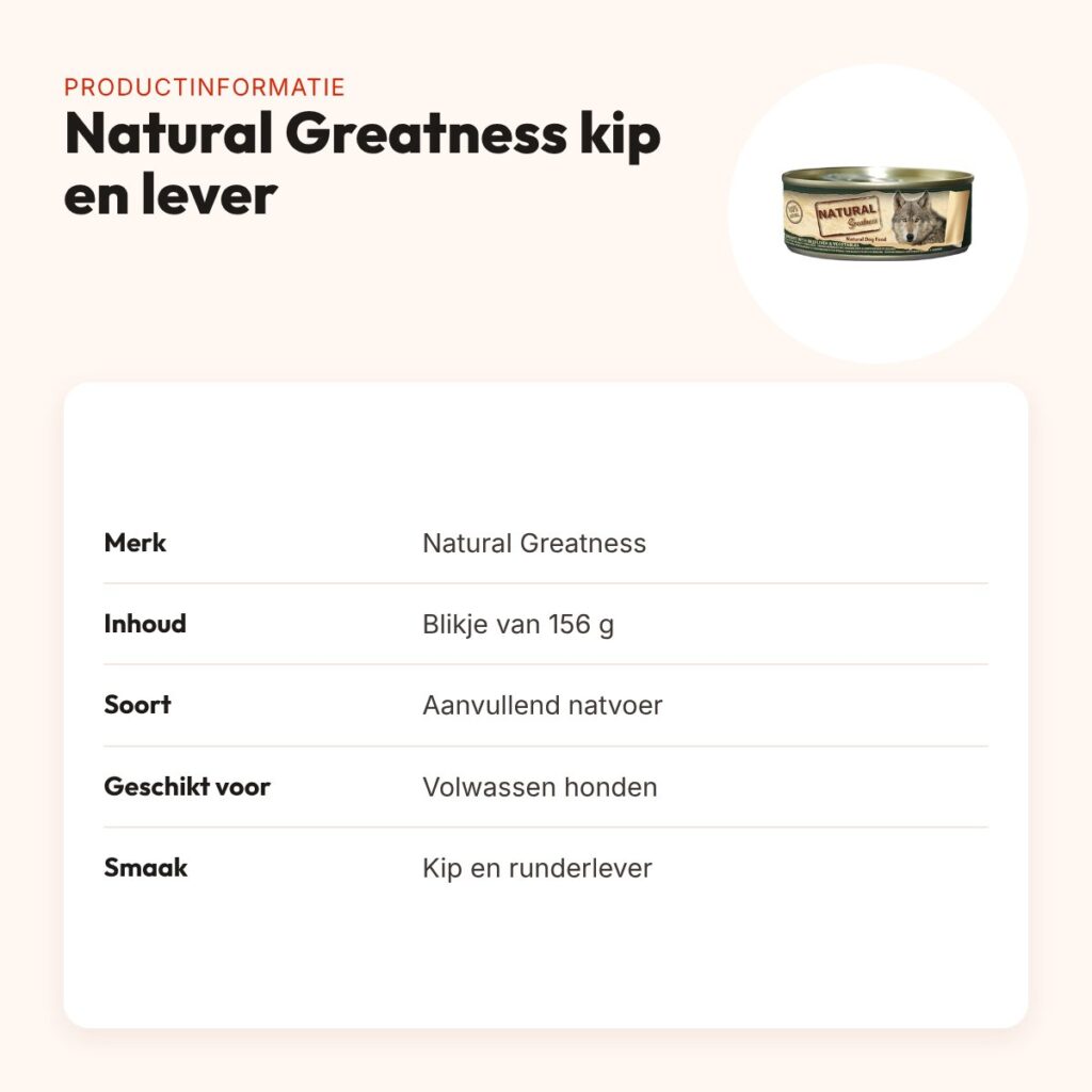 Natural Greatness hondenvoer kip en runderlever 156 g – aanvullend natvoer – productinformatie