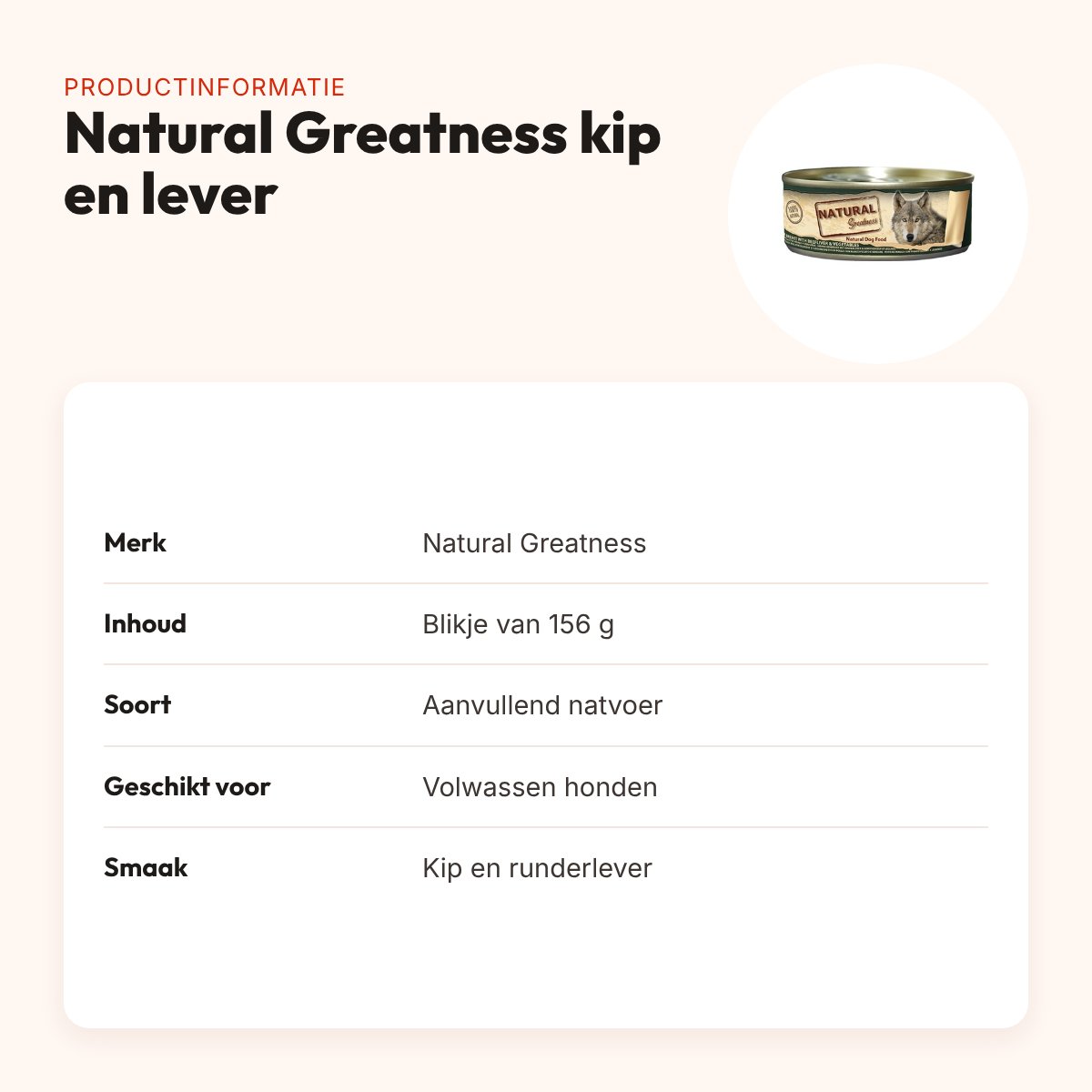 Natural Greatness hondenvoer kip en runderlever 156 g – aanvullend natvoer – productinformatie