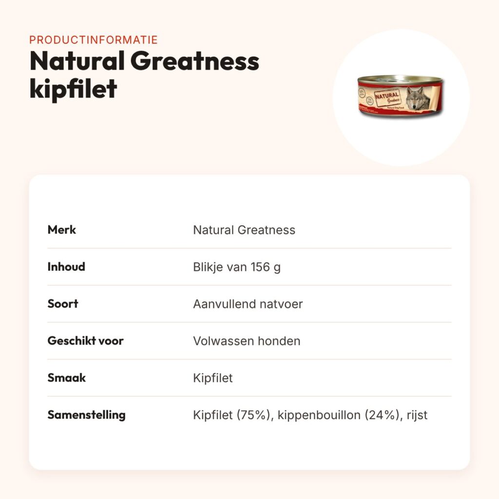 Natural Greatness hondenvoer kipfilet 156 g – aanvullend natvoer – productinformatie