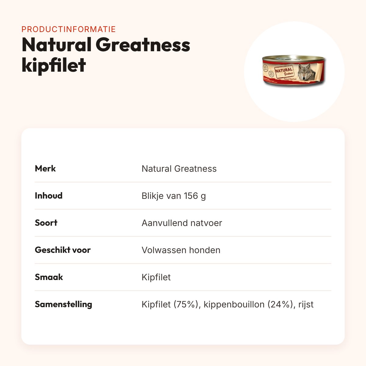 Natural Greatness hondenvoer kipfilet 156 g – aanvullend natvoer – productinformatie