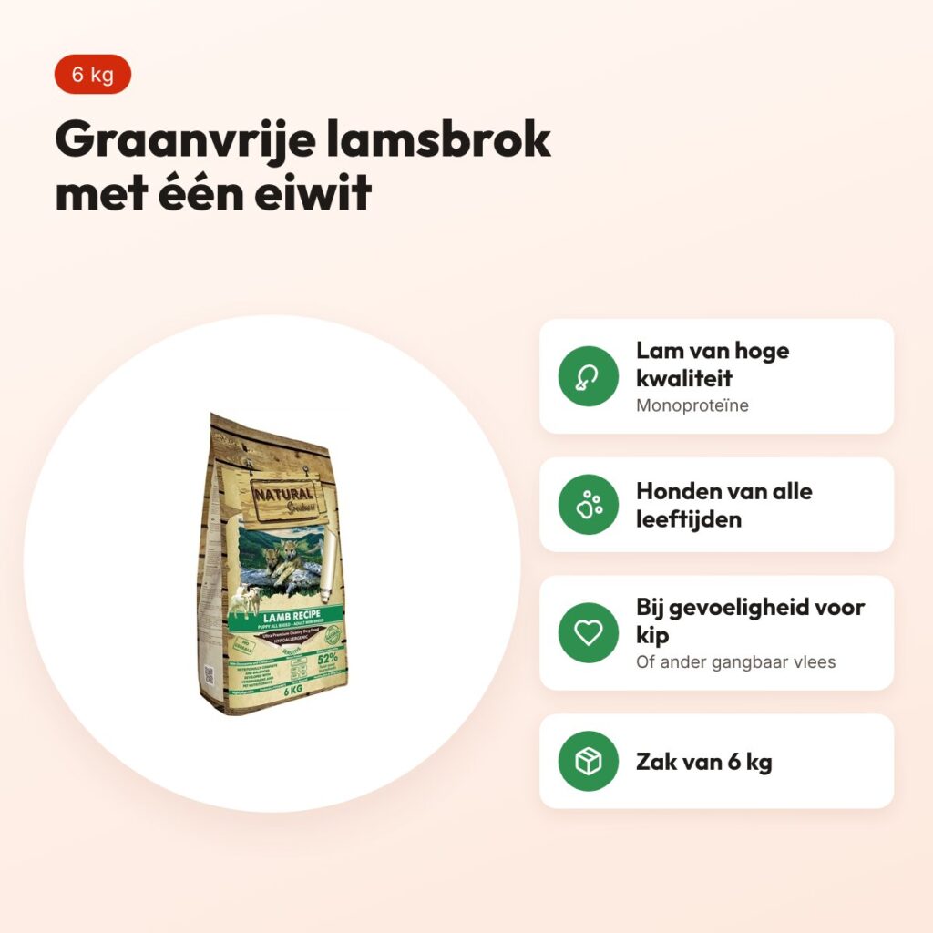 Natural Greatness hondenvoer Lamb Sensitive Mini lam 6 kg – graanvrij – voordelen