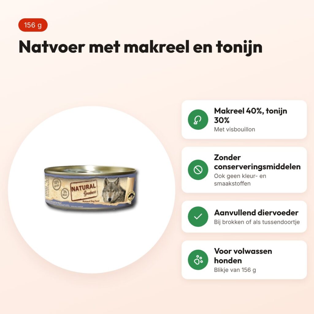 Natural Greatness hondenvoer Ocean Fish 156 g – makreel en tonijn – voordelen