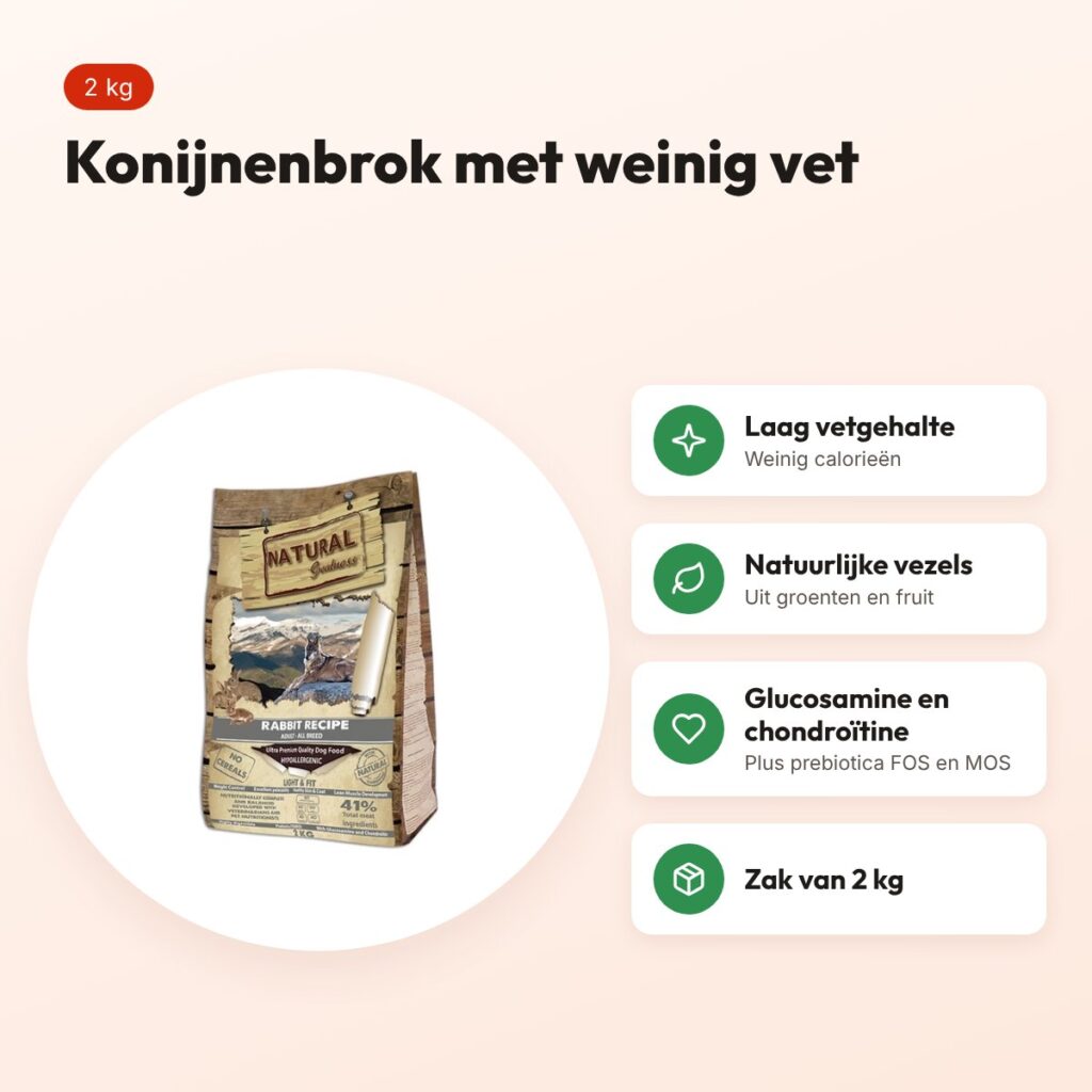 Natural Greatness hondenvoer Rabbit Light & Fit konijn 2 kg – voordelen