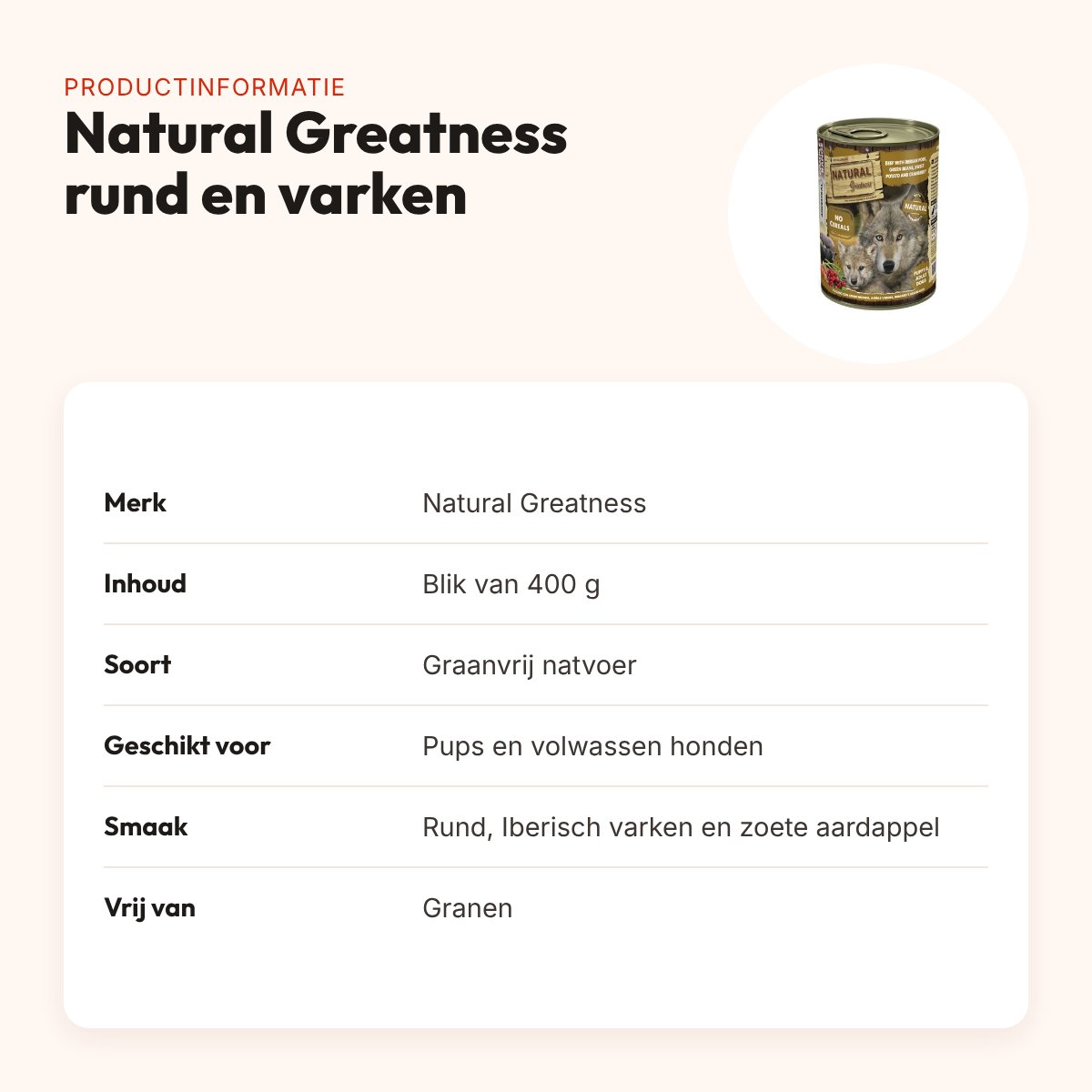 Natural Greatness hondenvoer rund, Iberisch varken en zoete aardappel 400 g – productinformatie