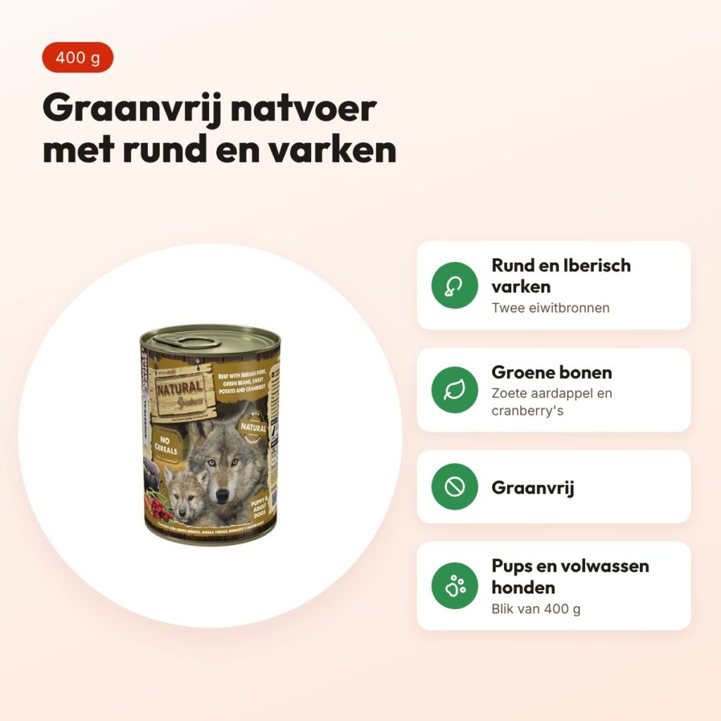 Natural Greatness hondenvoer rund, Iberisch varken en zoete aardappel 400 g – voordelen