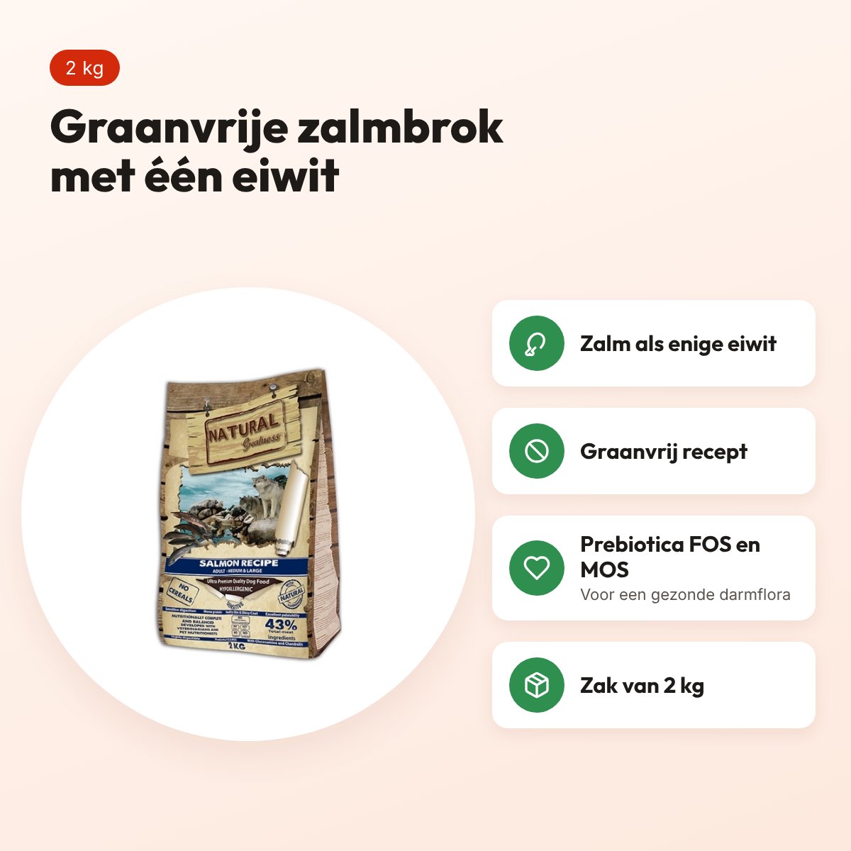 Natural Greatness hondenvoer Salmon Sensitive Medium zalm 2 kg – graanvrij – voordelen