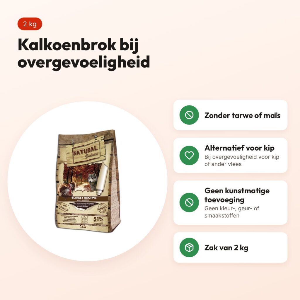 Natural Greatness hondenvoer Turkey Recipe kalkoen 2 kg – hypoallergeen – voordelen