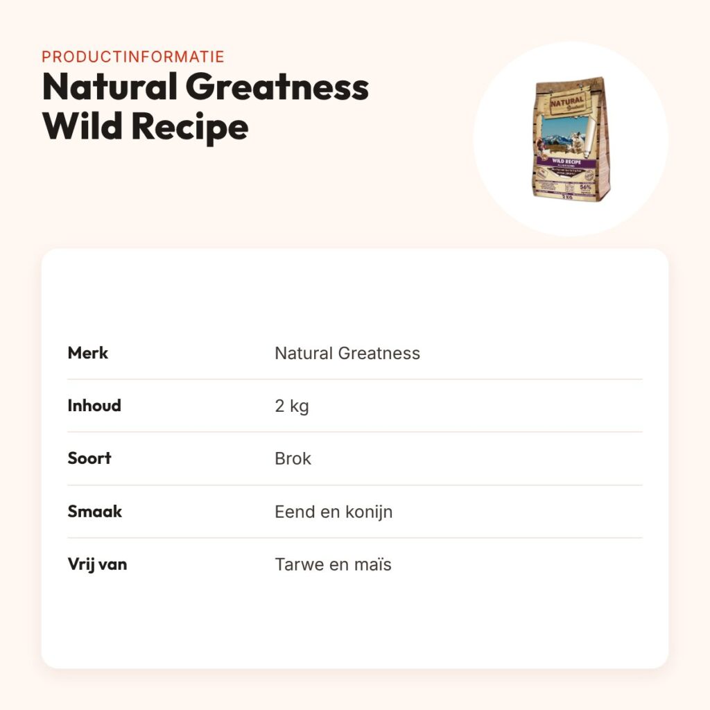 Natural Greatness hondenvoer Wild Recipe eend en konijn 2 kg – productinformatie