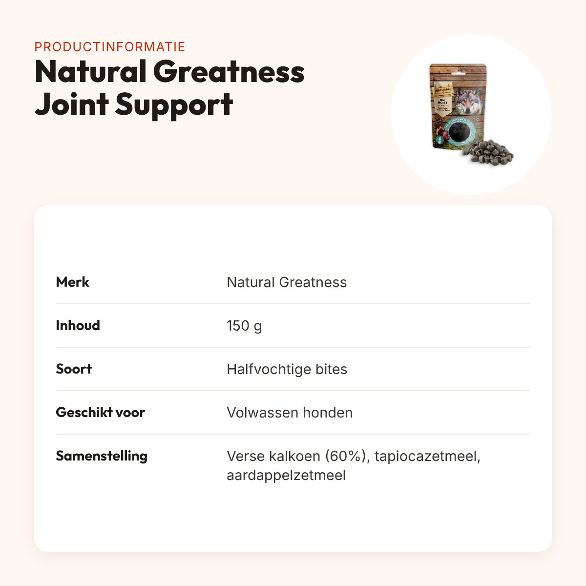 Natural Greatness Joint Support semi-moist bits 150 g – gewrichtssteun – productinformatie