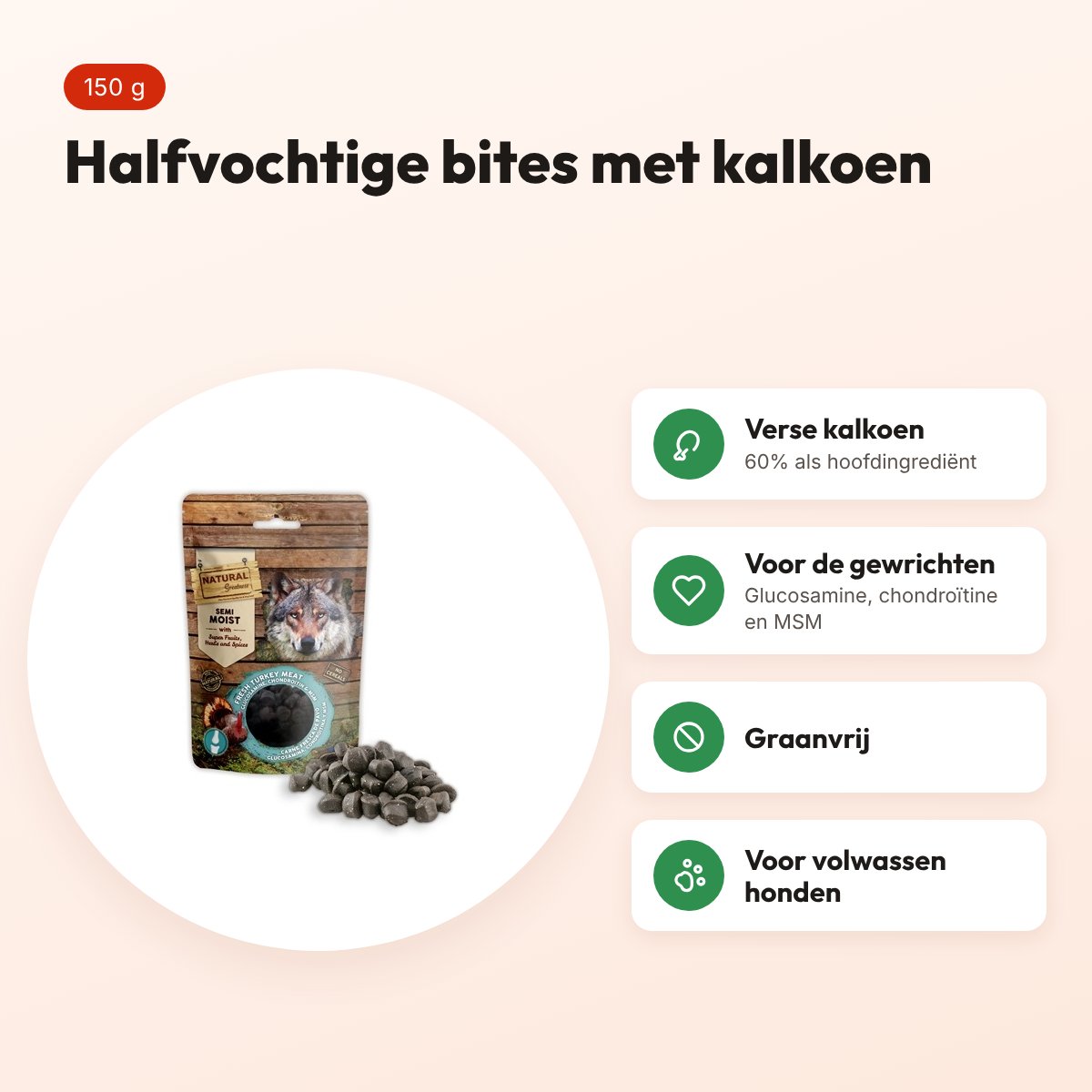 Natural Greatness Joint Support semi-moist bits 150 g – gewrichtssteun – voordelen