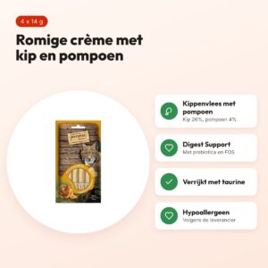 Natural Greatness kattensnack kip met pompoen 4 x 14 g – Digest Support – voordelen