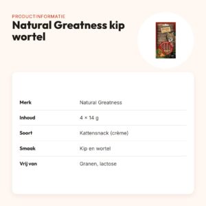 Natural Greatness kattensnack kip met wortel 4 x 14 g – Vision Support – productinformatie