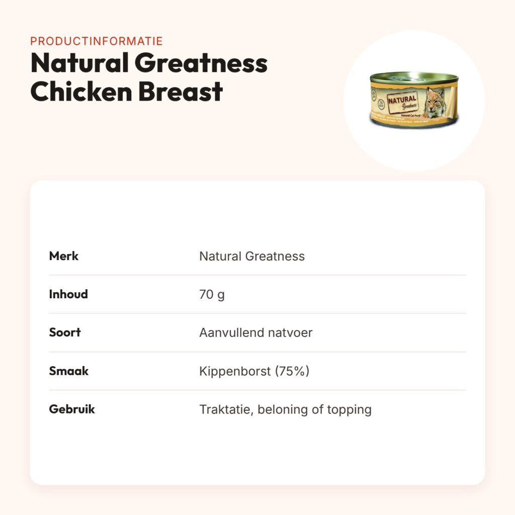 Natural Greatness kattenvoer Chicken Breast 70 g – hypoallergeen – productinformatie