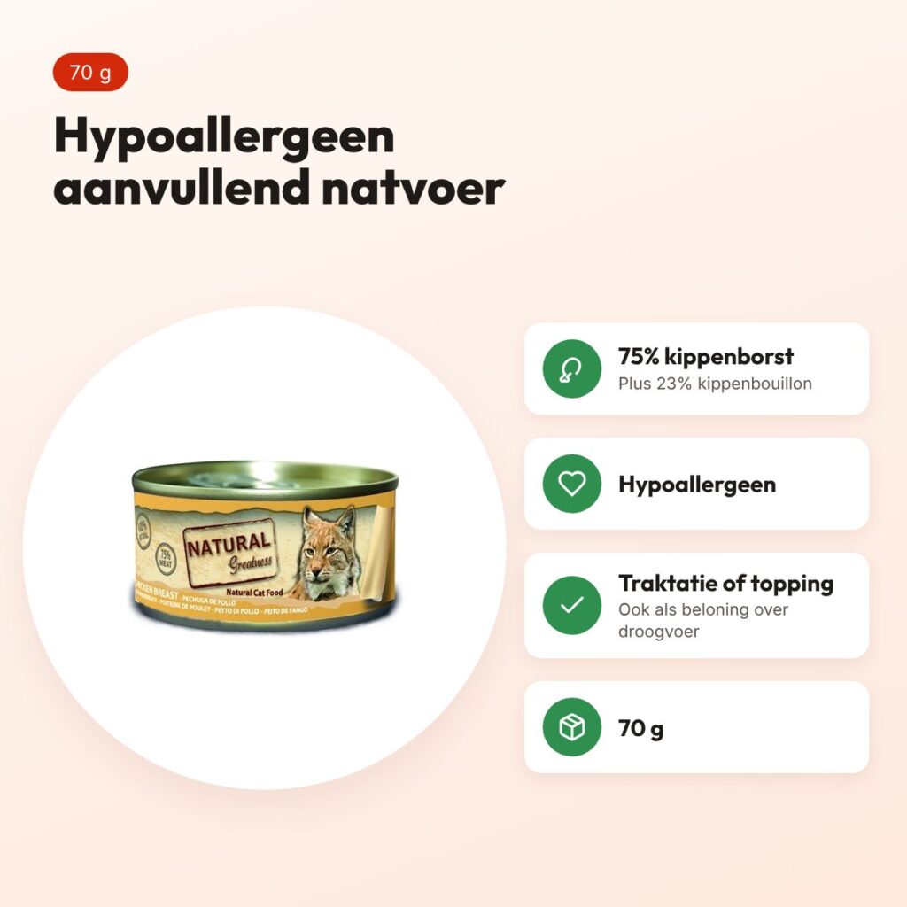 Natural Greatness kattenvoer Chicken Breast 70 g – hypoallergeen – voordelen